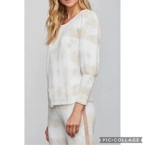 NWT Womens Sundays Caprice Peal Wash Beige White Tie Dye Sweater 1 US/S *